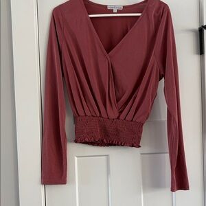 Moa Moa V-Neck Smocked Blouse - Dusty Rose